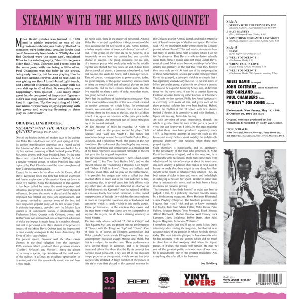 Miles Davis Quintet - Steamin' With The..  |  Vinyl LP | Miles Davis Quintet - Steamin' With The..  (LP) | Records on Vinyl