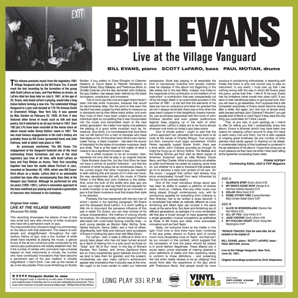 Bill Evans Trio - Live At The Village.. |  Vinyl LP | Bill Evans Trio - Live At The Village.. (LP) | Records on Vinyl