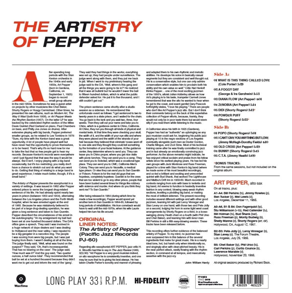 Art Pepper - Artistry Of Pepper  |  Vinyl LP | Art Pepper - Artistry Of Pepper  (LP) | Records on Vinyl