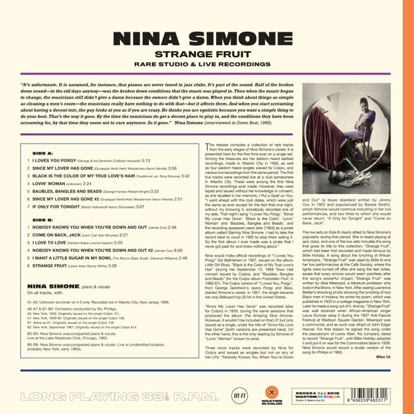 Nina Simone - Strange Fruit  |  Vinyl LP | Nina Simone - Strange Fruit  (LP) | Records on Vinyl
