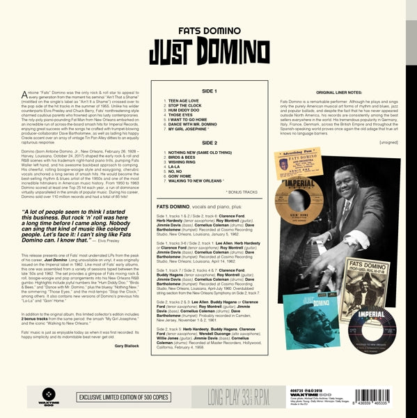 Fats Domino - Just Domino  |  Vinyl LP | Fats Domino - Just Domino  (LP) | Records on Vinyl