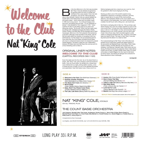 Nat King Cole - Welcome To The Club  |  Vinyl LP | Nat King Cole - Welcome To The Club  (LP) | Records on Vinyl