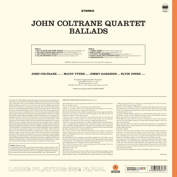 John Coltrane Quartet - Ballads  |  Vinyl LP | John Coltrane Quartet - Ballads  (LP) | Records on Vinyl