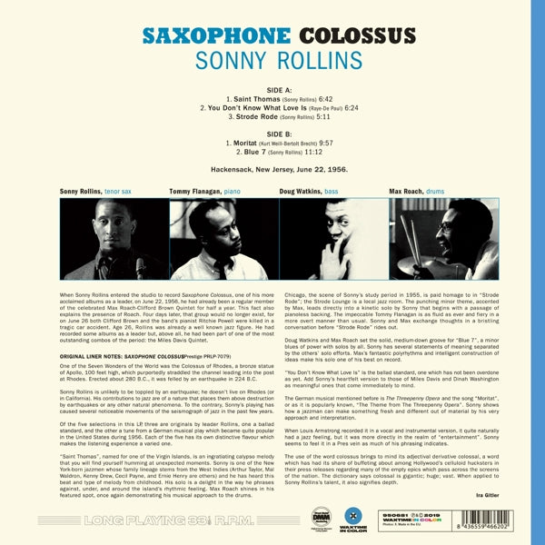Sonny Rollins - Saxophone Colossus  |  Vinyl LP | Sonny Rollins - Saxophone Colossus  (LP) | Records on Vinyl