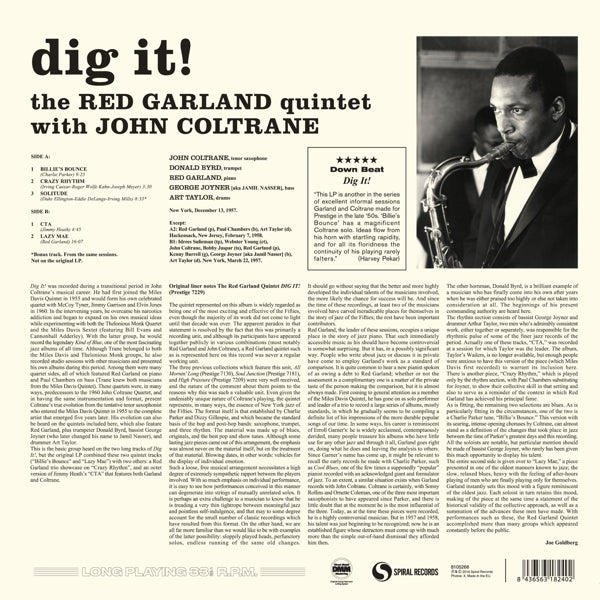 Red Garland Quintet - Dig It!  |  Vinyl LP | Red Garland Quintet - Dig It!  (LP) | Records on Vinyl