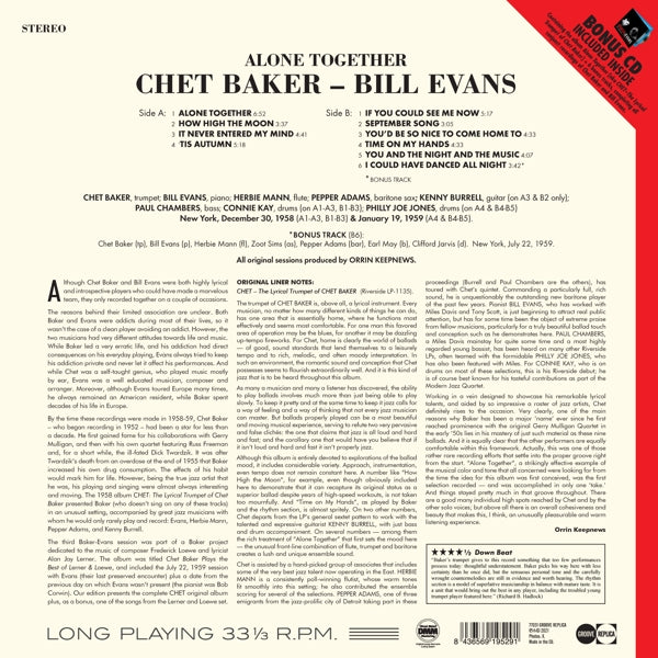 Chet Baker & Bill Evans - Alone Together  |  Vinyl LP | Chet Baker & Bill Evans - Alone Together  (2 LPs) | Records on Vinyl