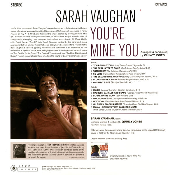 Sarah Vaughan & Quincy J - You're Mine You  |  Vinyl LP | Sarah Vaughan & Quincy J - You're Mine You  (LP) | Records on Vinyl
